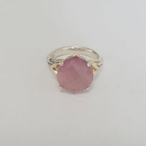 Natural Faceted Rose quartz Gemstone  18k Gold And 925 Sterling Silver Ring